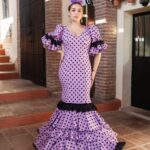 Traje de Flamenca Morado y Negro – Estilo Sirena